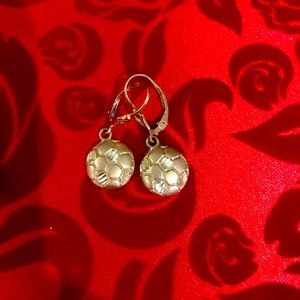 Gold soccer ball earrings